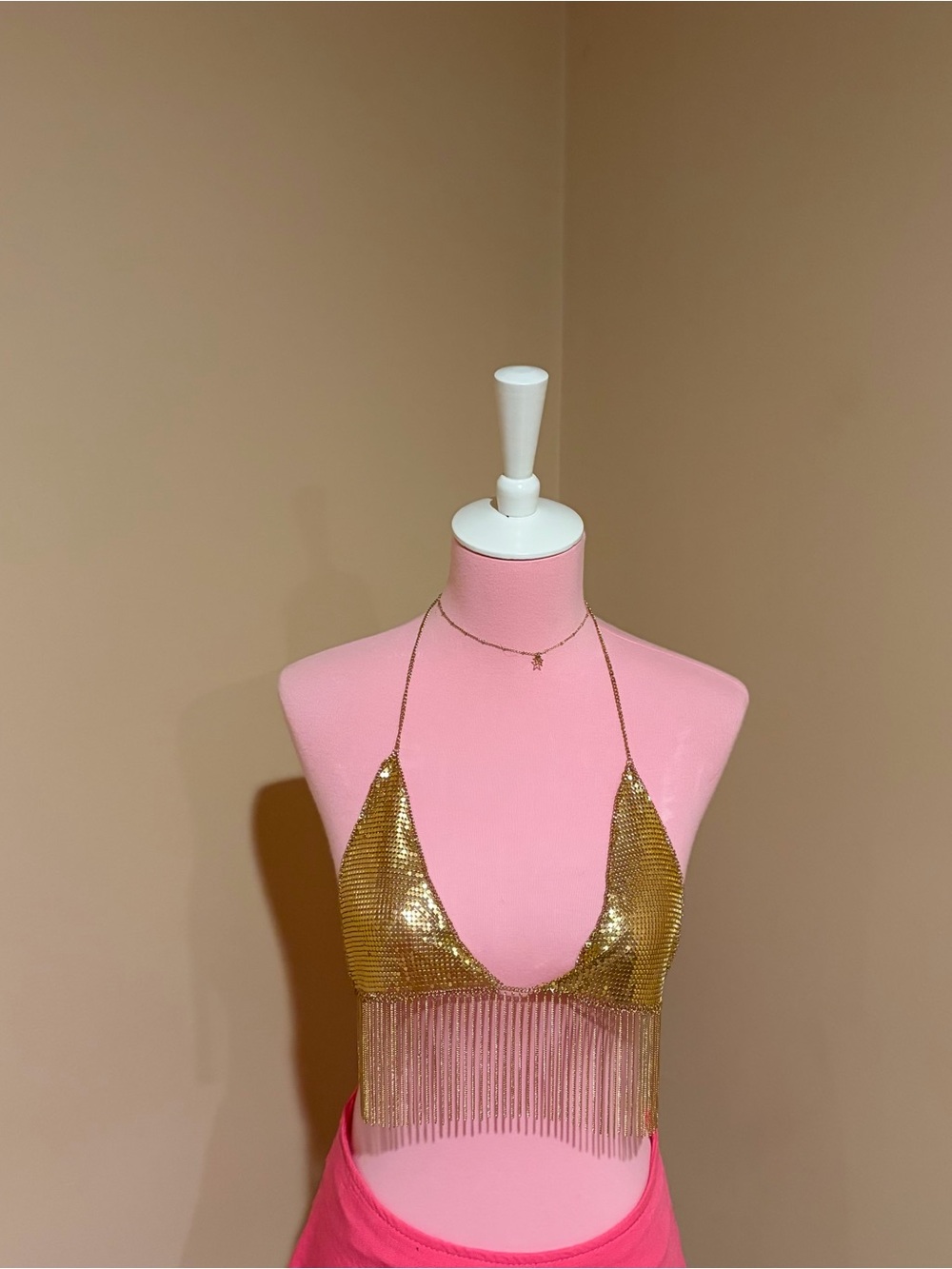 Gold Chain Fringe Bralette Top